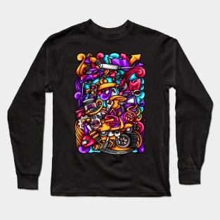 Spare Parts Doodle Illustration Long Sleeve T-Shirt